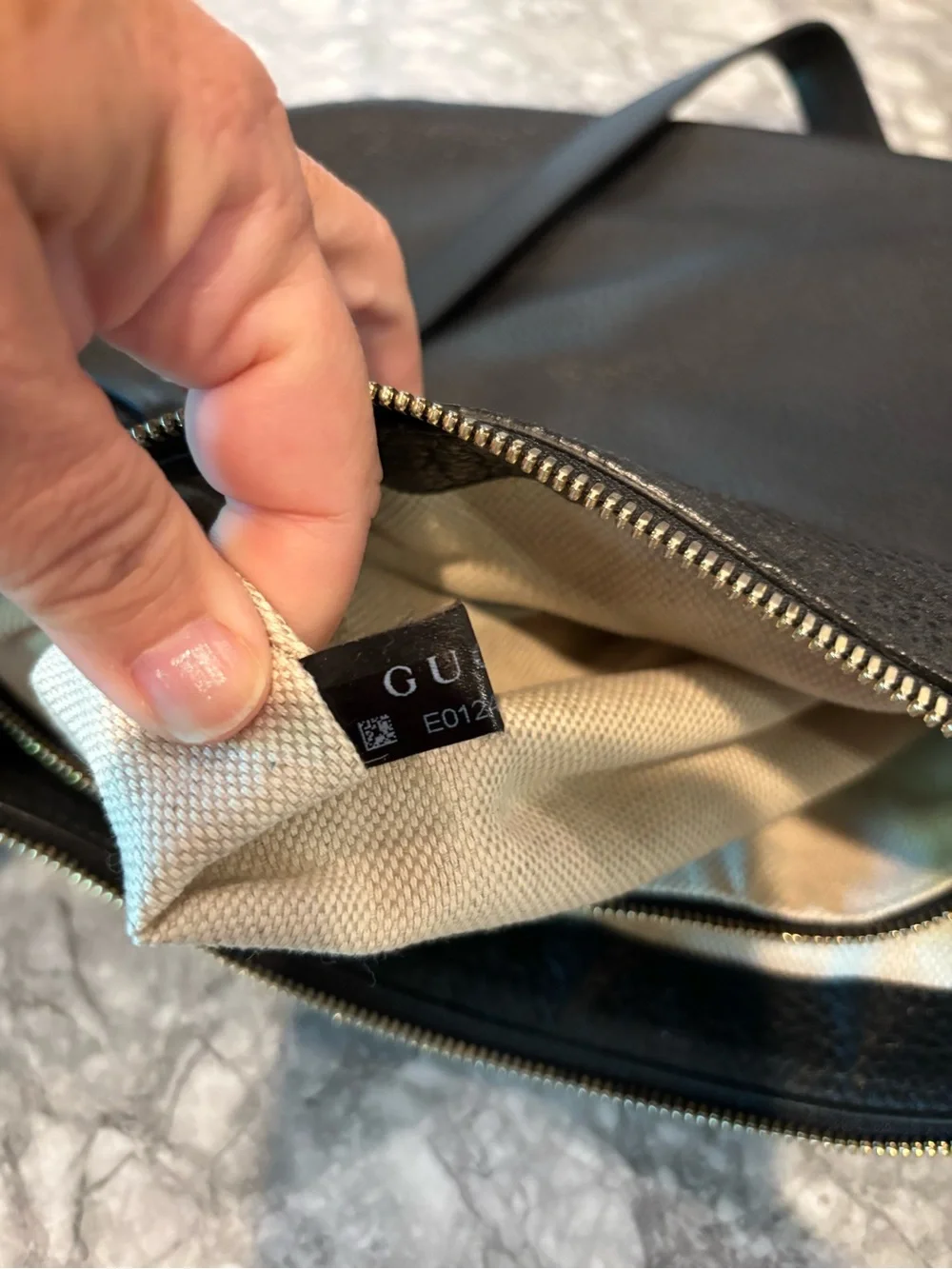 Gucci Black Pebbled Leather Hobo with Embossed GG